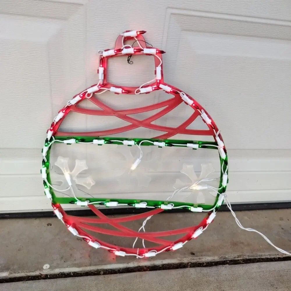 Lighted Christmas Ornament Tested Outside Decoration Red Green